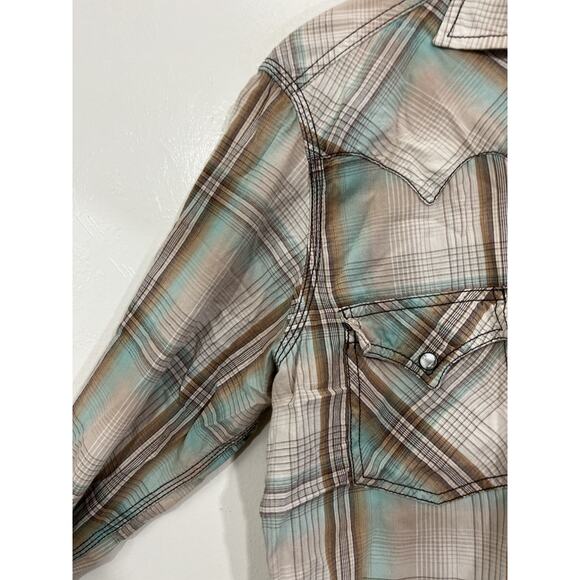 Plaid Embroidery Dragon Asian Pearl Snap M Cowboy Western Ranch Outdoor Rodeo - Picture 4 of 15